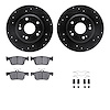 8512-59123 Drilled/Slotted Brake Rotors w/5000 Advanced Brake Pads Kit & Hardware [Black], 2017-2020 Acura/Honda, Position: Rear - image 1