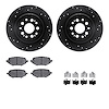 8512-59127 Drilled/Slotted Brake Rotors w/5000 Advanced Brake Pads Kit & Hardware [Black], Fits Select Acura/Honda, Position: Re - image 1