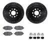 8512-59127 Drilled/Slotted Brake Rotors w/5000 Advanced Brake Pads Kit & Hardware [Black], Fits Select Acura/Honda, Position: Re - image 2