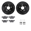 8512-59128 Drilled/Slotted Brake Rotors w/5000 Advanced Brake Pads Kit & Hardware [Black], Fits Select Acura/Honda, Position: Re - image 1