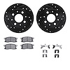 8512-59129 Drilled/Slotted Brake Rotors w/5000 Advanced Brake Pads Kit & Hardware [Black], 1979-1982 Acura/Honda, Position: Fron - image 1