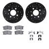 8512-59129 Drilled/Slotted Brake Rotors w/5000 Advanced Brake Pads Kit & Hardware [Black], 1979-1982 Acura/Honda, Position: Fron - image 2