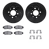 8512-59150 Drilled/Slotted Brake Rotors w/5000 Advanced Brake Pads Kit & Hardware [Black], 1988-1990 Acura/Honda, Position: Fron - image 1