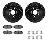 8512-59358 Drilled/Slotted Brake Rotors w/5000 Advanced Brake Pads Kit & Hardware [Black], 2002-2007 Acura/Honda, Position: Fron - image 1