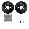 8512-63008 Drilled/Slotted Brake Rotors w/5000 Advanced Brake Pads Kit & Hardware [Black], 1967-1991 Mercedes-Benz, Position: Re - image 1