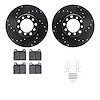 8512-63015 Drilled/Slotted Brake Rotors w/5000 Advanced Brake Pads Kit & Hardware [Black], 1968-1976 Mercedes-Benz, Position: Fr - image 1