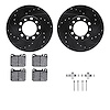 8512-63017 Drilled/Slotted Brake Rotors w/5000 Advanced Brake Pads Kit & Hardware [Black], 1973-1979 Mercedes-Benz, Position: Fr - image 1