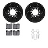 8512-63020 Drilled/Slotted Brake Rotors w/5000 Advanced Brake Pads Kit & Hardware [Black], 1973-1979 Mercedes-Benz, Position: Fr - image 1