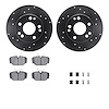 8512-63021 Drilled/Slotted Brake Rotors w/5000 Advanced Brake Pads Kit & Hardware [Black], 1984-1989 Mercedes-Benz, Position: Fr - image 1