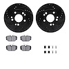 8512-63022 Drilled/Slotted Brake Rotors w/5000 Advanced Brake Pads Kit & Hardware [Black], 1987-1987 Mercedes-Benz, Position: Fr - image 1