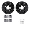 8512-63023 Drilled/Slotted Brake Rotors w/5000 Advanced Brake Pads Kit & Hardware [Black], 1987-2000 Mercedes-Benz, Position: Re - image 1
