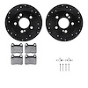 8512-63026 Drilled/Slotted Brake Rotors w/5000 Advanced Brake Pads Kit & Hardware [Black], 1984-1995 Mercedes-Benz, Position: Re - image 1