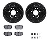 8512-63029 Drilled/Slotted Brake Rotors w/5000 Advanced Brake Pads Kit & Hardware [Black], 1984-1995 Mercedes-Benz, Position: Fr - image 1