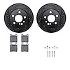 8512-63031 Drilled/Slotted Brake Rotors w/5000 Advanced Brake Pads Kit & Hardware [Black], 1991-1999 Mercedes-Benz, Position: Re - image 1