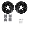 8512-63032 Drilled/Slotted Brake Rotors w/5000 Advanced Brake Pads Kit & Hardware [Black], 1992-1999 Mercedes-Benz, Position: Re - image 1