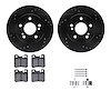 8512-63033 Drilled/Slotted Brake Rotors w/5000 Advanced Brake Pads Kit & Hardware [Black], 1992-1994 Mercedes-Benz, Position: Re - image 1