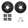 8512-63034 Drilled/Slotted Brake Rotors w/5000 Advanced Brake Pads Kit & Hardware [Black], 1992-1995 Mercedes-Benz, Position: Re - image 1