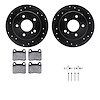 8512-63035 Drilled/Slotted Brake Rotors w/5000 Advanced Brake Pads Kit & Hardware [Black], 1994-1995 Mercedes-Benz, Position: Re - image 1