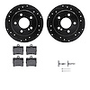 8512-63037 Drilled/Slotted Brake Rotors w/5000 Advanced Brake Pads Kit & Hardware [Black], 1994-1998 Mercedes-Benz, Position: Re - image 1