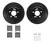 8512-63039 Drilled/Slotted Brake Rotors w/5000 Advanced Brake Pads Kit & Hardware [Black], 1993-2002 Mercedes-Benz, Position: Re - image 1