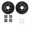 8512-63040 Drilled/Slotted Brake Rotors w/5000 Advanced Brake Pads Kit & Hardware [Black], 1994-2000 Mercedes-Benz, Position: Re - image 1
