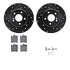 8512-63041 Drilled/Slotted Brake Rotors w/5000 Advanced Brake Pads Kit & Hardware [Black], 1996-2011 Mercedes-Benz, Position: Re - image 1