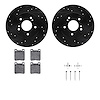 8512-63042 Drilled/Slotted Brake Rotors w/5000 Advanced Brake Pads Kit & Hardware [Black], 1996-1998 Mercedes-Benz, Position: Re - image 1