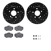 8512-63043 Drilled/Slotted Brake Rotors w/5000 Advanced Brake Pads Kit & Hardware [Black], 1997-1998 Mercedes-Benz, Position: Fr - image 1