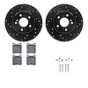 8512-63044 Drilled/Slotted Brake Rotors w/5000 Advanced Brake Pads Kit & Hardware [Black], 1998-2003 Mercedes-Benz, Position: Re - image 1