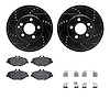 8512-63048 Drilled/Slotted Brake Rotors w/5000 Advanced Brake Pads Kit & Hardware [Black], 2003-2009 Mercedes-Benz, Position: Fr - image 1