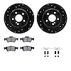 8512-63049 Drilled/Slotted Brake Rotors w/5000 Advanced Brake Pads Kit & Hardware [Black], 2003-2009 Mercedes-Benz, Position: Re - image 1