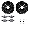 8512-63050 Drilled/Slotted Brake Rotors w/5000 Advanced Brake Pads Kit & Hardware [Black], 2014-2016 Mercedes-Benz, Position: Re - image 1