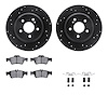 8512-63052 Drilled/Slotted Brake Rotors w/5000 Advanced Brake Pads Kit & Hardware [Black], 2003-2006 Mercedes-Benz, Position: Re - image 1