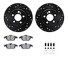 8512-63058 Drilled/Slotted Brake Rotors w/5000 Advanced Brake Pads Kit & Hardware [Black], 2008-2012 Mercedes-Benz, Position: Re - image 1