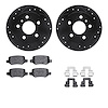 8512-63059 Drilled/Slotted Brake Rotors w/5000 Advanced Brake Pads Kit & Hardware [Black], 2006-2011 Mercedes-Benz, Position: Re - image 1