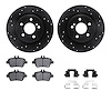 8512-63061 Drilled/Slotted Brake Rotors w/5000 Advanced Brake Pads Kit & Hardware [Black], 2017-2020 Mercedes-Benz, Position: Re - image 1