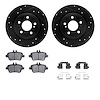 8512-63064 Drilled/Slotted Brake Rotors w/5000 Advanced Brake Pads Kit & Hardware [Black], 2014-2017 Mercedes-Benz, Position: Re - image 1