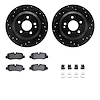 8512-63078 Drilled/Slotted Brake Rotors w/5000 Advanced Brake Pads Kit & Hardware [Black], Fits Select Mercedes-Benz, Position:  - image 1