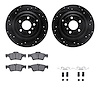 8512-63106 Drilled/Slotted Brake Rotors w/5000 Advanced Brake Pads Kit & Hardware [Black], 2006-2012 Mercedes-Benz, Position: Re - image 1