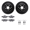 8512-63107 Drilled/Slotted Brake Rotors w/5000 Advanced Brake Pads Kit & Hardware [Black], 2006-2012 Mercedes-Benz, Position: Re - image 1