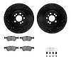 8512-63111 Drilled/Slotted Brake Rotors w/5000 Advanced Brake Pads Kit & Hardware [Black], 2006-2012 Mercedes-Benz, Position: Fr - image 1