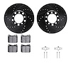 8512-63155 Drilled/Slotted Brake Rotors w/5000 Advanced Brake Pads Kit & Hardware [Black], 1979-1985 Mercedes-Benz, Position: Fr - image 1