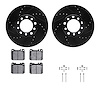 8512-63159 Drilled/Slotted Brake Rotors w/5000 Advanced Brake Pads Kit & Hardware [Black], 1979-1980 Mercedes-Benz, Position: Fr - image 1