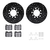 8512-63168 Drilled/Slotted Brake Rotors w/5000 Advanced Brake Pads Kit & Hardware [Black], 1979-1985 Mercedes-Benz, Position: Fr - image 1