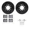8512-63169 Drilled/Slotted Brake Rotors w/5000 Advanced Brake Pads Kit & Hardware [Black], 1979-1985 Mercedes-Benz, Position: Fr - image 1