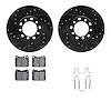 8512-63170 Drilled/Slotted Brake Rotors w/5000 Advanced Brake Pads Kit & Hardware [Black], 1980-1985 Mercedes-Benz, Position: Fr - image 1