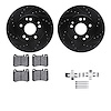 8512-63195 Drilled/Slotted Brake Rotors w/5000 Advanced Brake Pads Kit & Hardware [Black], 1986-1989 Mercedes-Benz, Position: Fr - image 1