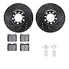 8512-63200 Drilled/Slotted Brake Rotors w/5000 Advanced Brake Pads Kit & Hardware [Black], 1985-1991 Mercedes-Benz, Position: Fr - image 1