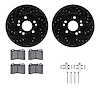 8512-63209 Drilled/Slotted Brake Rotors w/5000 Advanced Brake Pads Kit & Hardware [Black], 1990-1995 Mercedes-Benz, Position: Fr - image 1