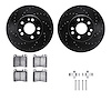 8512-63212 Drilled/Slotted Brake Rotors w/5000 Advanced Brake Pads Kit & Hardware [Black], 1991-1999 Mercedes-Benz, Position: Fr - image 1
